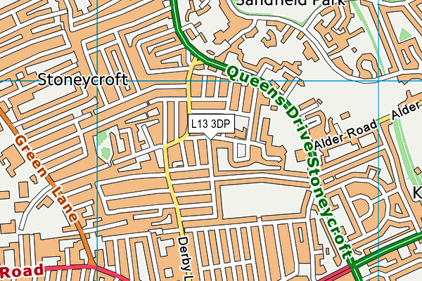 L13 3DP map - OS VectorMap District (Ordnance Survey)