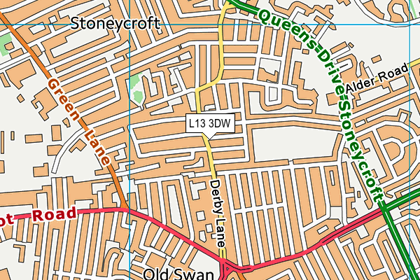 Derby Lane Health & Fitness Centre map (L13 3DW) - OS VectorMap District (Ordnance Survey)