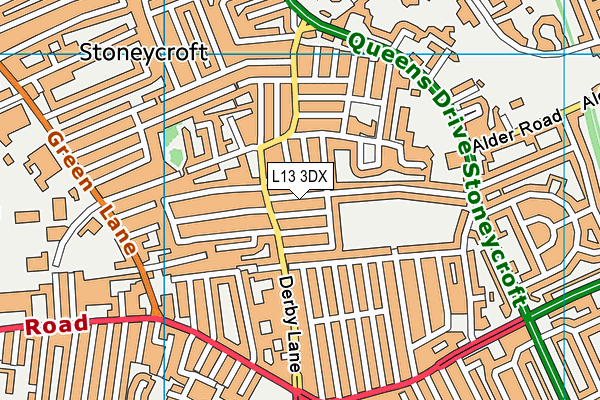 L13 3DX map - OS VectorMap District (Ordnance Survey)