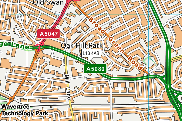 L13 4AB map - OS VectorMap District (Ordnance Survey)