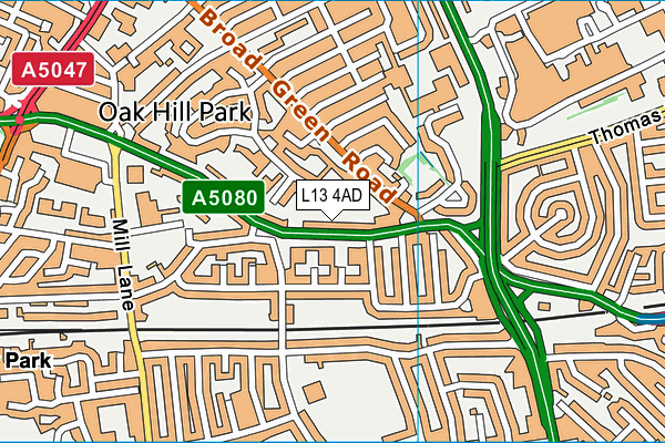 L13 4AD map - OS VectorMap District (Ordnance Survey)