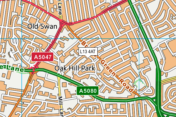 L13 4AT map - OS VectorMap District (Ordnance Survey)