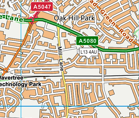 L13 4AU map - OS VectorMap District (Ordnance Survey)