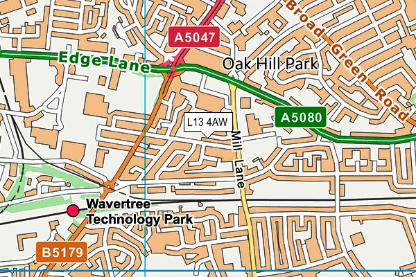 L13 4AW map - OS VectorMap District (Ordnance Survey)