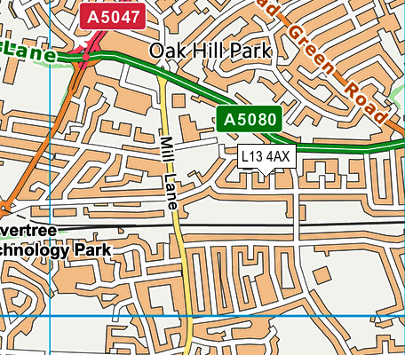 L13 4AX map - OS VectorMap District (Ordnance Survey)