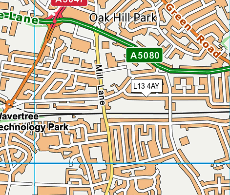 L13 4AY map - OS VectorMap District (Ordnance Survey)