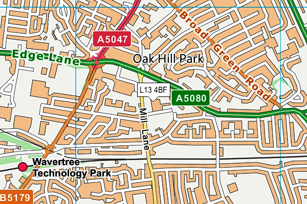 L13 4BF map - OS VectorMap District (Ordnance Survey)