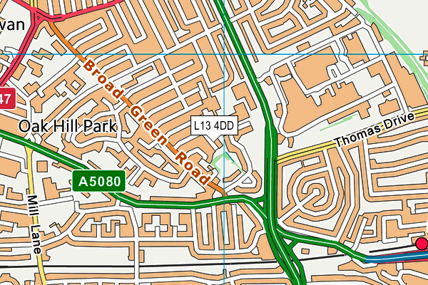 L13 4DD map - OS VectorMap District (Ordnance Survey)