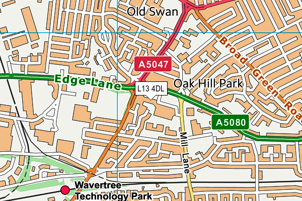 L13 4DL map - OS VectorMap District (Ordnance Survey)