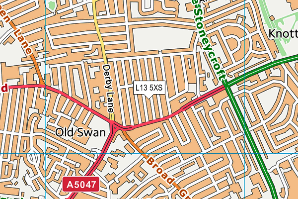 L13 5XS map - OS VectorMap District (Ordnance Survey)