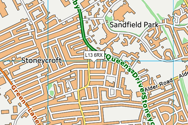 L13 6RX map - OS VectorMap District (Ordnance Survey)