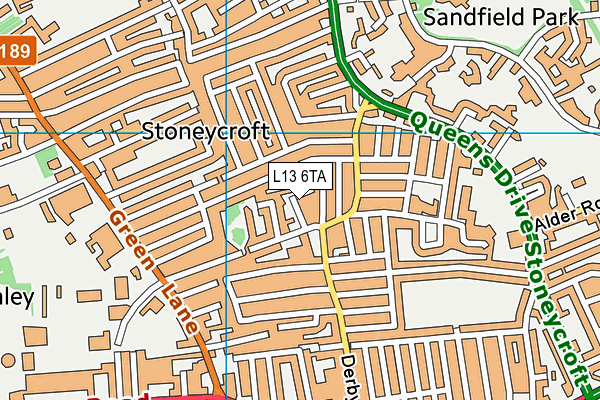 L13 6TA map - OS VectorMap District (Ordnance Survey)