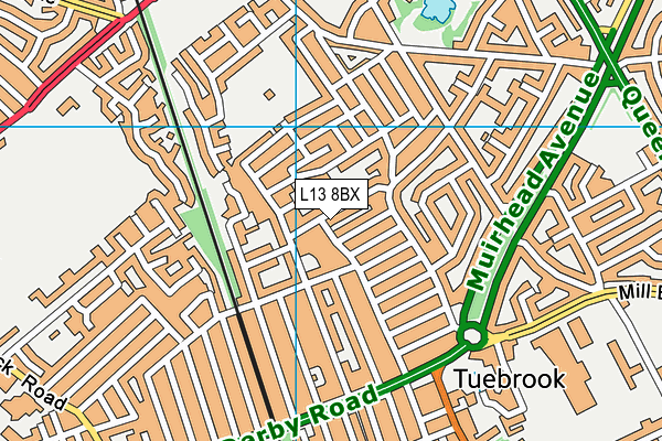 L13 8BX map - OS VectorMap District (Ordnance Survey)