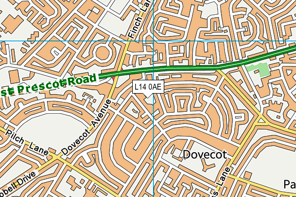L14 0AE map - OS VectorMap District (Ordnance Survey)