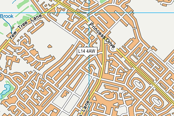 L14 4AW map - OS VectorMap District (Ordnance Survey)