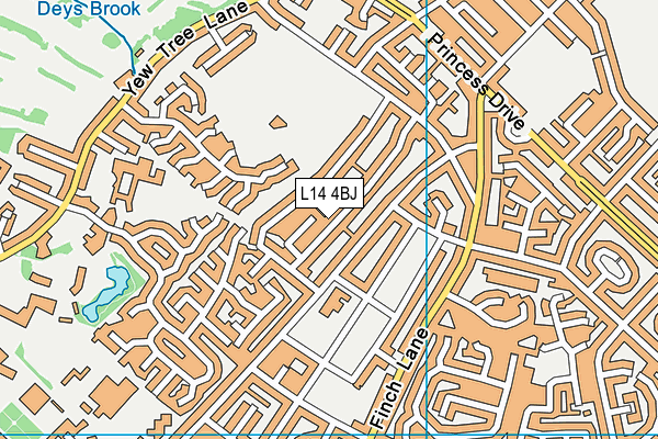 L14 4BJ map - OS VectorMap District (Ordnance Survey)