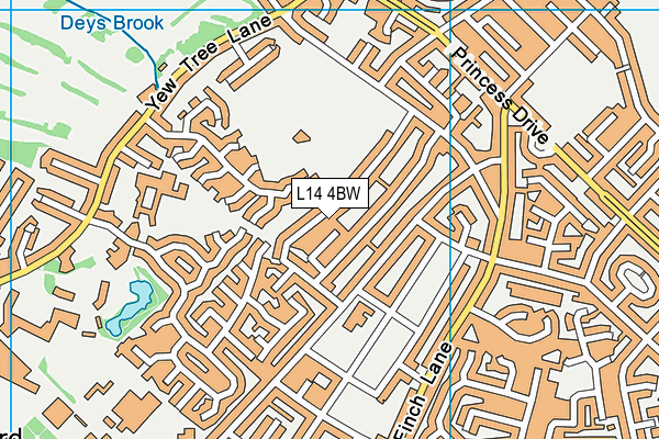 L14 4BW map - OS VectorMap District (Ordnance Survey)