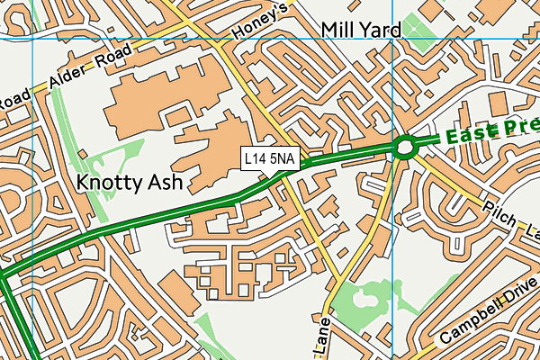Knotty Ash Community Centre (Closed) map (L14 5NA) - OS VectorMap District (Ordnance Survey)