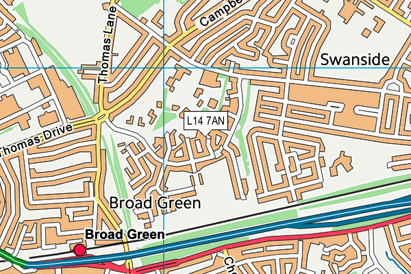 L14 7AN map - OS VectorMap District (Ordnance Survey)