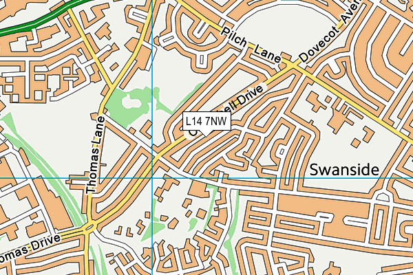 L14 7NW map - OS VectorMap District (Ordnance Survey)