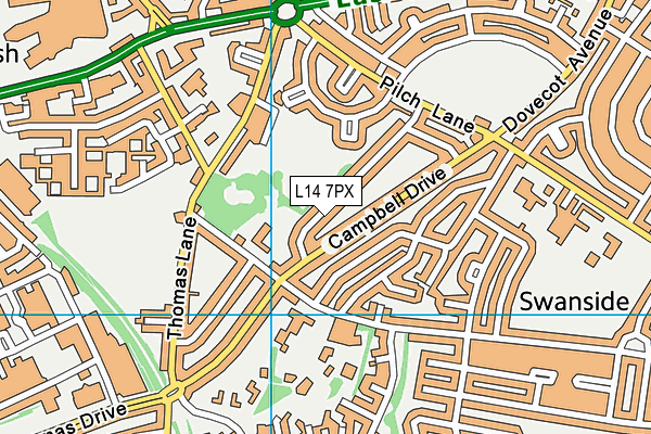 L14 7PX map - OS VectorMap District (Ordnance Survey)
