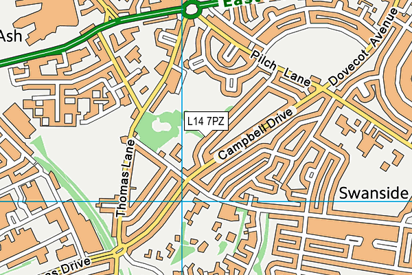 L14 7PZ map - OS VectorMap District (Ordnance Survey)