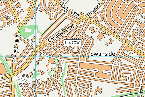 L14 7QW map - OS VectorMap District (Ordnance Survey)