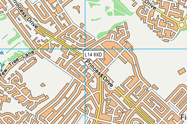 L14 8XD map - OS VectorMap District (Ordnance Survey)