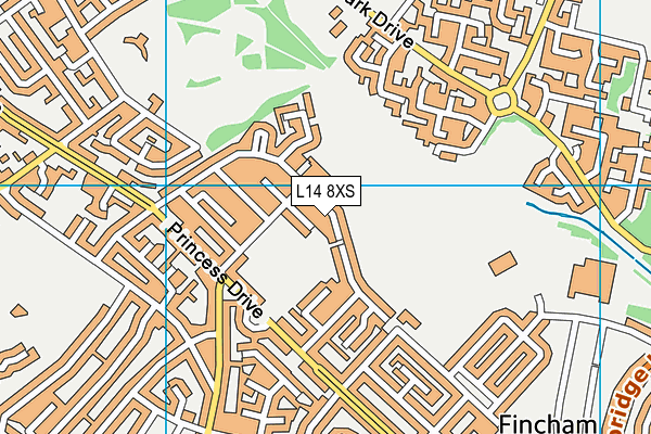 L14 8XS map - OS VectorMap District (Ordnance Survey)