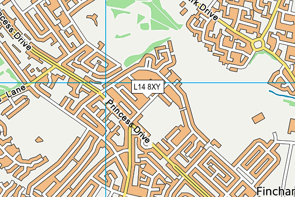 L14 8XY map - OS VectorMap District (Ordnance Survey)