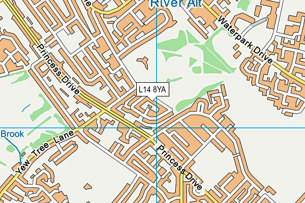L14 8YA map - OS VectorMap District (Ordnance Survey)