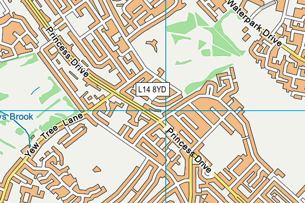 L14 8YD map - OS VectorMap District (Ordnance Survey)