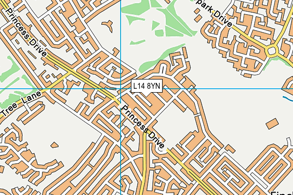 L14 8YN map - OS VectorMap District (Ordnance Survey)