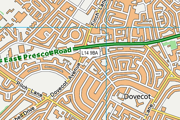 Dovecot Mac map (L14 9BA) - OS VectorMap District (Ordnance Survey)