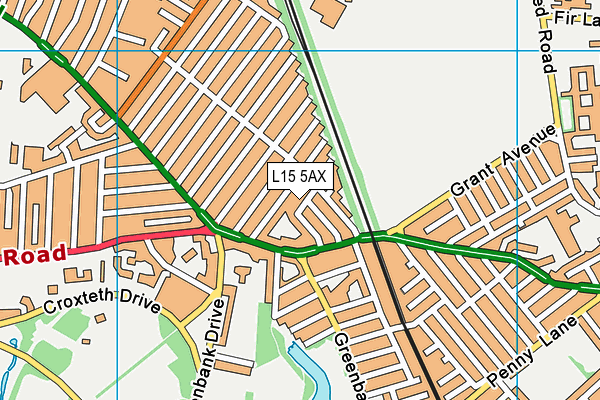 L15 5AX map - OS VectorMap District (Ordnance Survey)