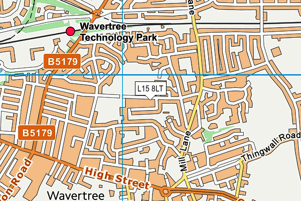 Sandown Park Playing Fields map (L15 8LT) - OS VectorMap District (Ordnance Survey)