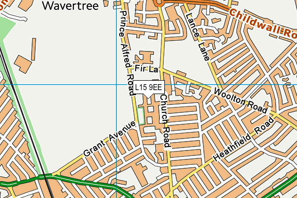 The Blue Coat School (Wavertree) map (L15 9EE) - OS VectorMap District (Ordnance Survey)