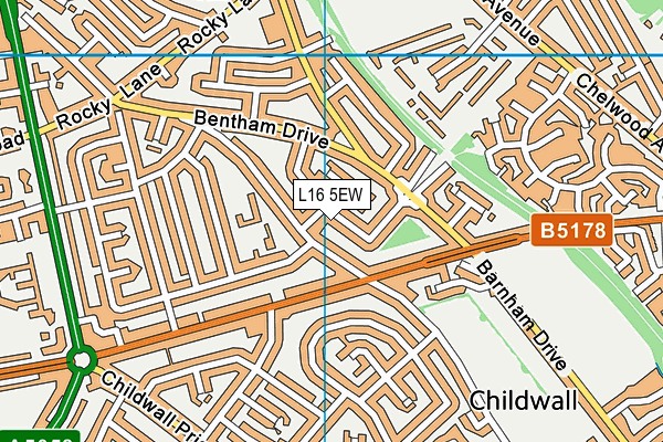 L16 5EW map - OS VectorMap District (Ordnance Survey)