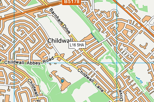 L16 5HA map - OS VectorMap District (Ordnance Survey)