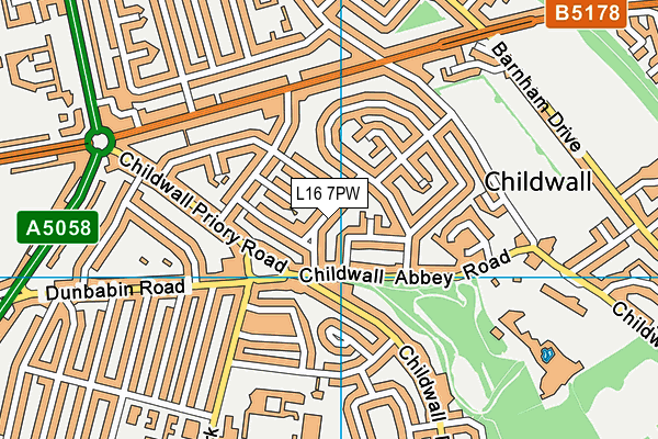 L16 7PW map - OS VectorMap District (Ordnance Survey)