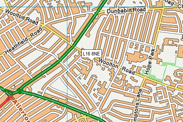 L16 8NE map - OS VectorMap District (Ordnance Survey)