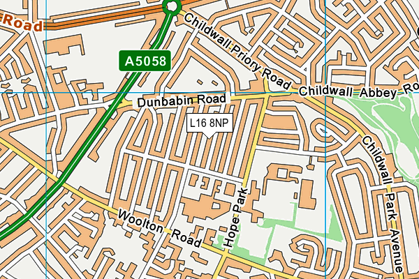 L16 8NP map - OS VectorMap District (Ordnance Survey)