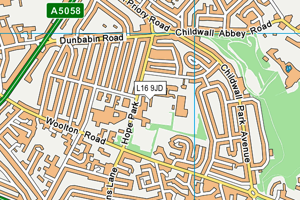 Liverpool Hope University map (L16 9JD) - OS VectorMap District (Ordnance Survey)