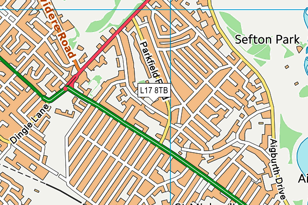 L17 8TB map - OS VectorMap District (Ordnance Survey)