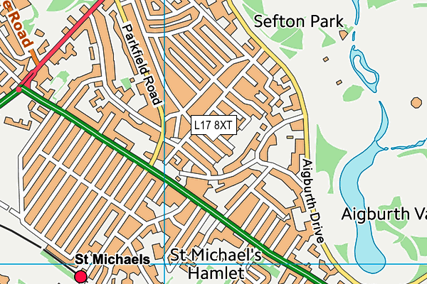 L17 8XT map - OS VectorMap District (Ordnance Survey)