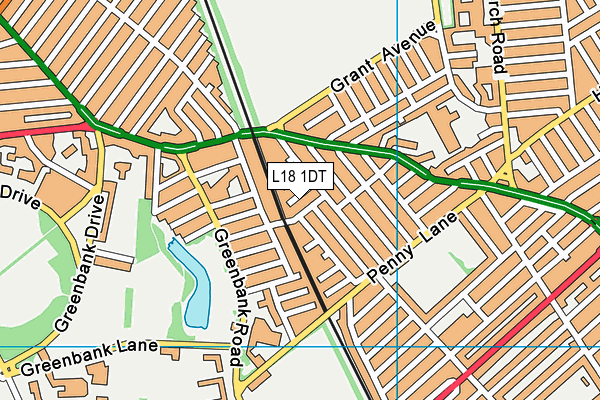 L18 1DT map - OS VectorMap District (Ordnance Survey)