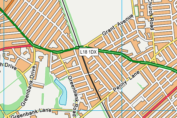 L18 1DX map - OS VectorMap District (Ordnance Survey)