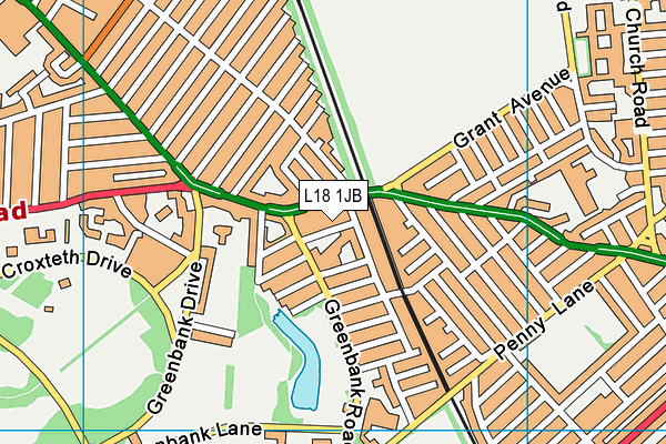 Greenbank Primary School map (L18 1JB) - OS VectorMap District (Ordnance Survey)