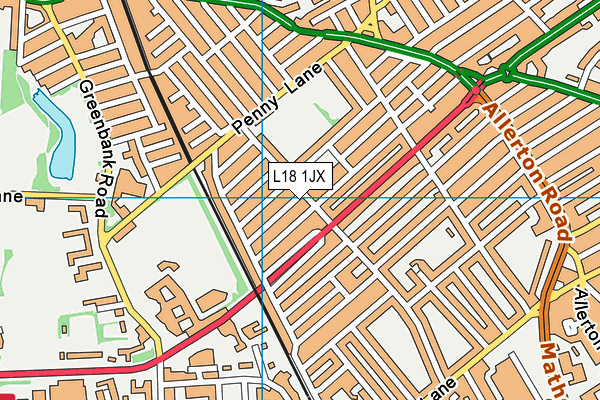 L18 1JX map - OS VectorMap District (Ordnance Survey)