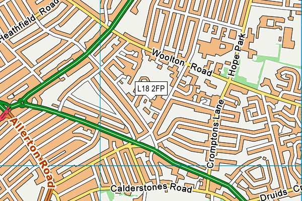 L18 2FP map - OS VectorMap District (Ordnance Survey)